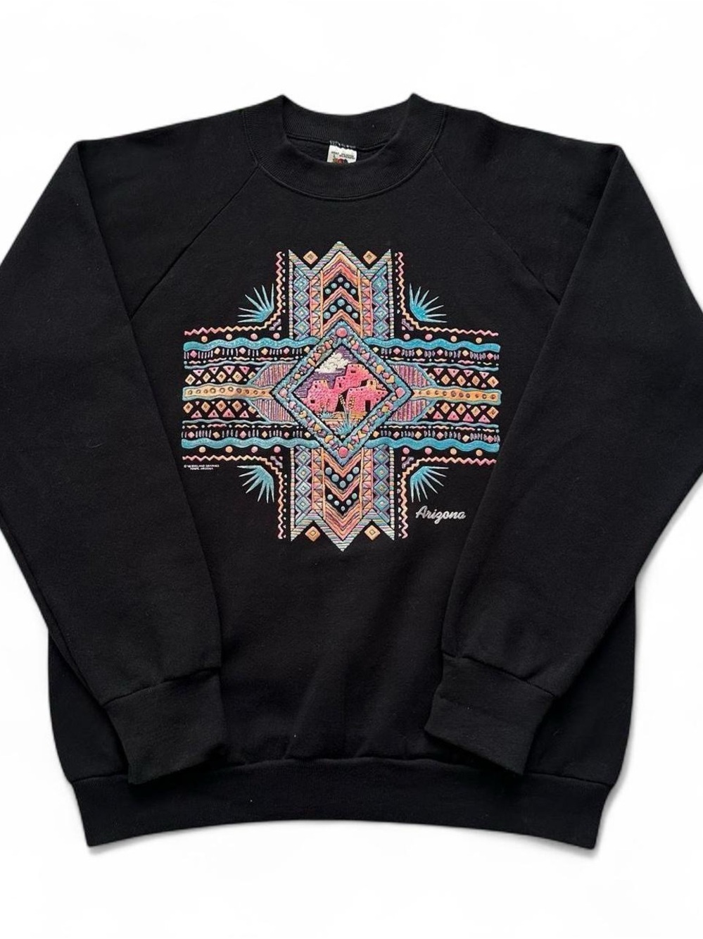 Vintage 1990s Black Southwestern Graphic Sweatshirt - Arizona men’s large